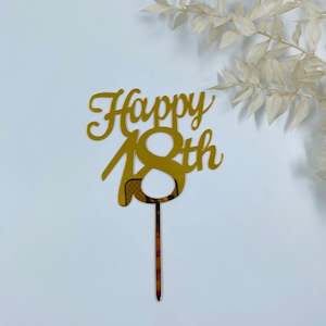 Cake Toppers: Happy 18th Cake Topper (Gold)