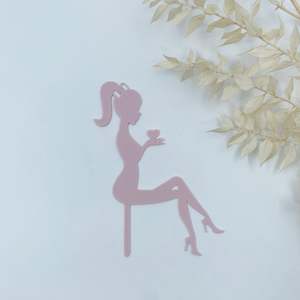 Cake Toppers: Sitting Girl Cake Topper (Gold, Pastel Pink, Mirrored Pink, Black)