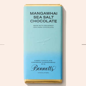 Nz Handmade Chocolates: Bennetts Chocolate Bar - MANGAWHAI SEA SALT IN DARK CHOCOLATE BAR