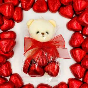 Valentine Teddy with Chocolate Hearts