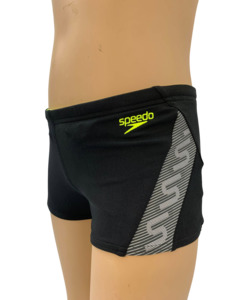 Boys Swimwear: Speedo Aquashort - Monogram (Black/Yellow)