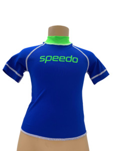 0 4t Beachwear: Speedo Sun Top (Short Sleeve) - Logo Blue/Green