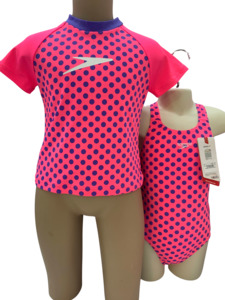 Speedo Sun Top & Tog Set - Pink/Purple Polka Dot