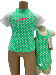 Speedo Sun Top & Tog Set - Green Polka Dots