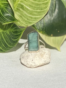 Emerald Sterling Silver Rough Crystal Ring - One of a Kind
