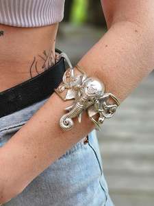 Silver Plated Brass Elephant Bangle