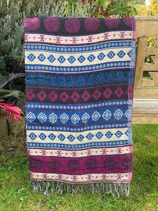 Colourful Geometric Wool Blanket Shawl