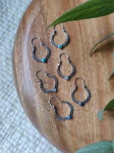 Brass Jewellery: Brass and Stone Wreath Earrings