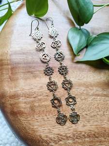 Brass Jewellery: Brass Chakra Drop Earrings
