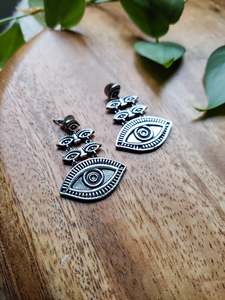 Brass Evil Eye Drop Earrings