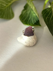 Large Rough Garnet Sterling Silver Ring-Size 7, One of a Kind