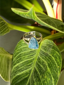 Large Rough Apatite Sterling Silver Ring-Size 11, One of a Kind