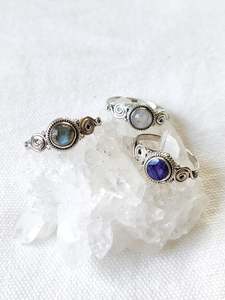 Sterling Silver Spiral Gemstone Rings