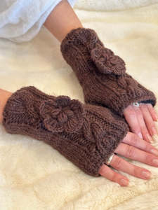 Merino wool fingerless gloves | Chocolate Brown
