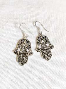 Sterling Silver Hamsa Earrings