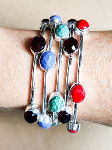 Sale: Plated Brass and Stone Bangle