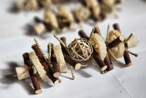 Chew Toys: Natural Loofah & Apple Stick, Willow & Seagrass Toss