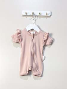 Aster & Oak organic ribbed flutter romper (3-6m)