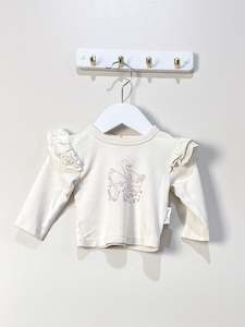 Aster & Oak organic duck family print flutter tee (3-6m)