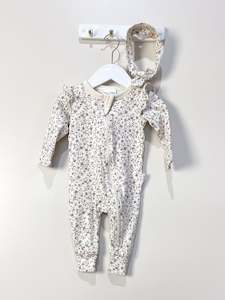 Aster Oak: Aster & Oak winter floral zip romper & headband (3-6m)