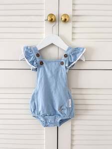 Aster & Oak organic chambray ruffle playsuit (3-6m)