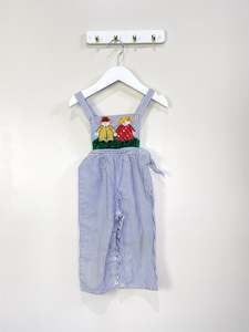 Last Chance Sale: Vintage style striped patch character overalls (6-12m)