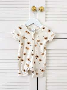 Aster & Oak zip romper - sunflower (0-3m)