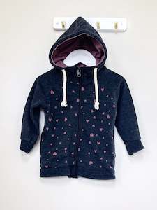 Little Flock Of Horrors merino nixon hoodie - charcoal mini heart (12-18m)