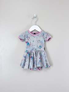 🎄 Rock Your Baby unicorn xmas waisted dress (6-12m)