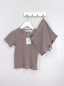 BNWT Hello Poppet organic summer PJ set - walnut & white (5y)