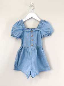Mac & Ellie puff sleeve chambray playsuit (5y)