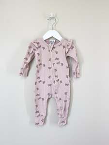 Aster Oak: Aster & Oak organic rib flutter zip onesie (3-6m)