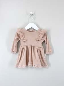 Aster & Oak organic rib ruffle dress (3-6m)