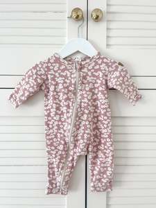 Hux organics basic zip romper (3-6m)