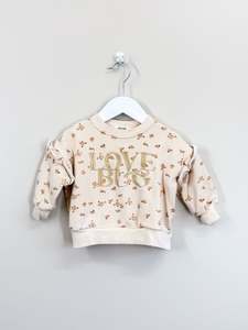Bencer & Hazelnut love bug floral frill sleeve crew sweatshirt (6-12m)