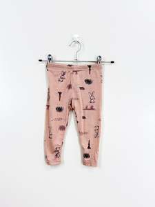 Merinos Thermals: Teeny Weeny merino leggings - blush bunnies (6-12m)