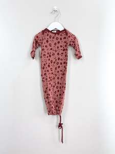 Little Flock Of Horrors merino newcomer gown - rosebud cheetah (3-6m)