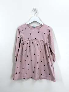 Dresses: Cotton On Kids long sleeve hearts dress (5y)