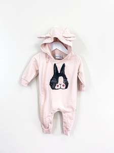 Minti bunny hooded zipsuit (3-6m)