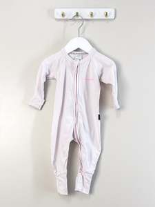 Bonds wondersuit - pink stripe (6-12m)