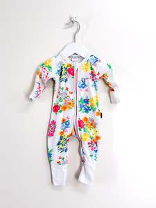 Bonds: Bonds wondersuit - white tiny terrace garden (0-3m)