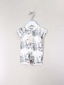 Brand New: BNWT Wilson & Frenchy organic boyleg zipsuit - animalia (3-6m)