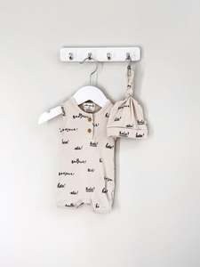 Wilson Frenchy: Wilson & Frenchy organic rib romper + beanie (0-3m)