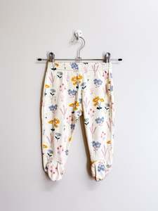 For The Babes: Babu organic floral footed pants (6-12m)