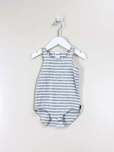 Bonds singletsuit - grey stripe (18-24m)