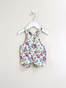 Overalls Playsuits: Teeny Weeny floral bubble shortalls (0-3m)