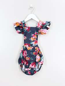 Dukes + Duchesses linen blend floral frill playsuit (3y)