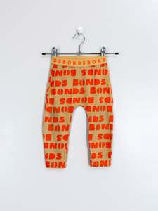 Pants Leggings: Bonds leggings - orange logo (12-18m)