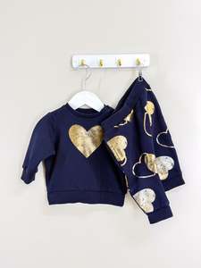 Teeny Weeny navy heart track set (6-12m)