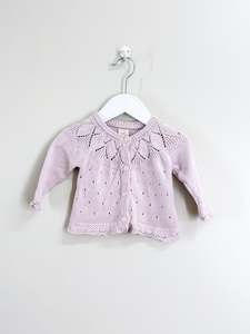 Little Bundle lilac pointelle cardigan (0-3m)